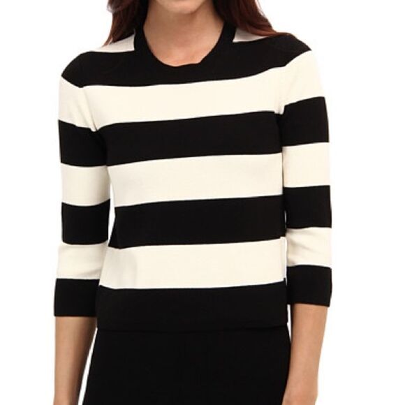 Theory Sweaters - Women's Theory 'Prosecco' Crop Sweater Black/Ivory